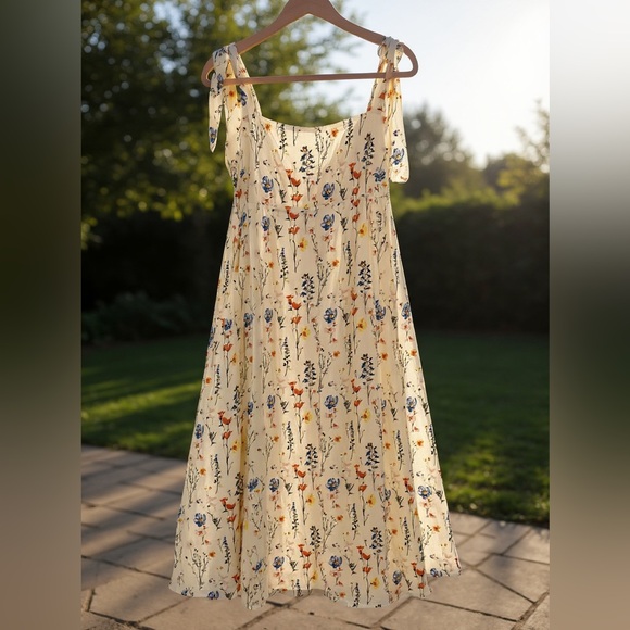 Ladies Floral Maxi Dress with Tie Straps & Pockets (NWOT) - Picture 4 of 10